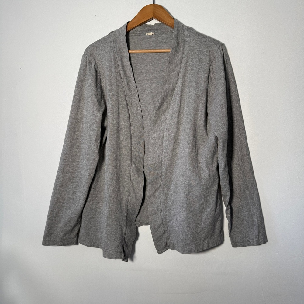 J. Crew Womens XL Gray Cotton Modal Open Front Cardigan Heathered Jersey Knit